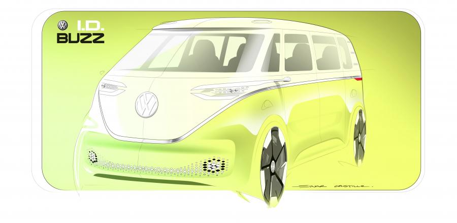 Эскиз Volkswagen I.D. Buzz 2017 года  (фото 24 из 82)